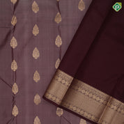 Taupe Gold Zari Thilagam Butta Design Coffee Brown Peacock Chagara Border Design Traditional Silk Saree