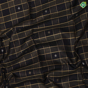 Mid night blue gold zari velthari checks diamond butta lavender gold zari floral retta pett border vintage silk saree