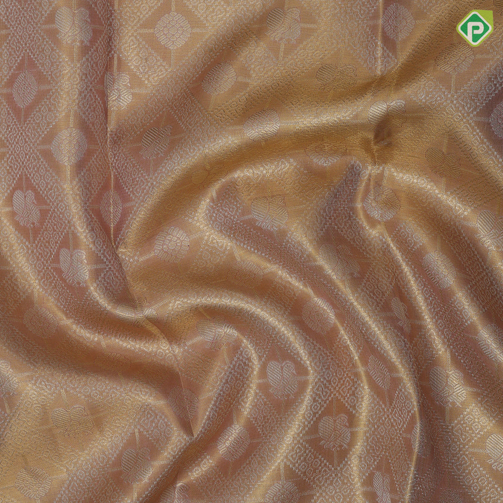Peach Gold Zari Peacock Chagaram Brocade Design Chilly Red Floral Nayaki  Border Design Tissue Silk saree