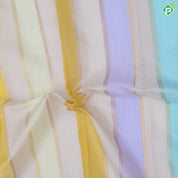 Multi color gold zari self designed stripes baby pink gold zari elephant butta design border Kora silk saree
