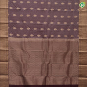 Taupe Gold Zari Thilagam Butta Design Coffee Brown Peacock Chagara Border Design Traditional Silk Saree