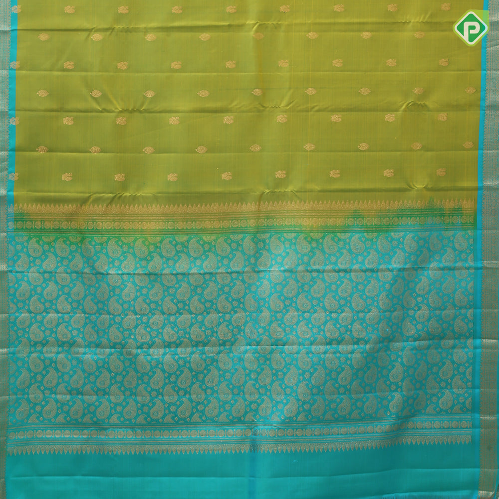 Parrot Green Gold Zari Peacock Chagaram Butta Design Rexsona Green Ruthracham Border Design Pure Mix Silk Saree