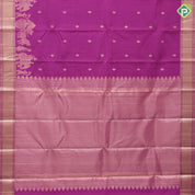 Teal blue copper zari small fancy butta design self copper zari cross lines yaanai ambari border silk saree