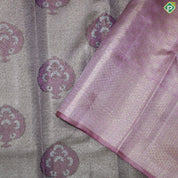 Golden Beige Fancy Tree Butta Contrast Pink Silver Gold Zari Mayilkan Border Grand Bridal Silk Saree