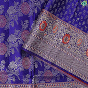 Royal violet blooming flower meena work design self border exclusive bridal silk saree