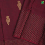 Maroon gold zari Kandapiranda butta design self vairaoosi checks border traditional silk saree