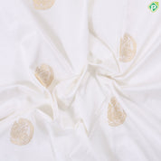 Pure white gold zari peacock butta design contrast green gold zari temple border madisar 10 yards silk saree