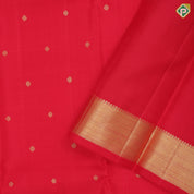 Chilly red gold zari small chakkaram and rudraksham butta self gold zari edge border traditional silk saree