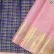 Navy Bule Gold Zari With Peach Pink Border Traditional Silk Saree