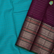 Rexsona Green Gold Zari Velthari Lines Design Red Wine Colour Ruthracham Chagaram Border Design Traditional Silk Saree