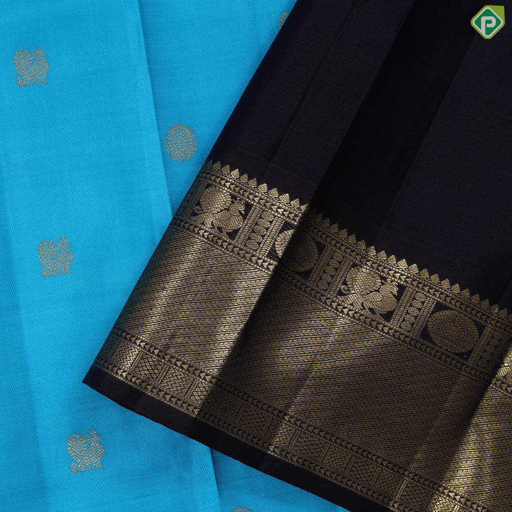 Rama Blue Paalum Pazhamum Border Retro Traditional Silk Saree