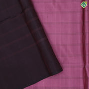 Dark onion pink self checks design black tri color zari round butta border soft silk saree