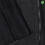Black with silver zari micro checks and diamond shape borderless grand pallu soft silk saree