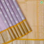 Cherry Blossom Pink Silver Zari Peacock Design Lemon Yellow Thilagam Border Design Tissue Silk Saree