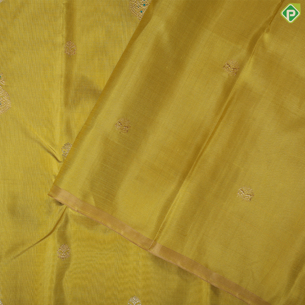 sage green silver gold zari set butta design borderless trendy silk saree