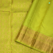 Lime Green Colour Small Thilagam Fancy Floral Motifs Grand Bridal Silks Saree