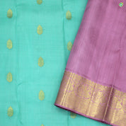 Rexona Green Peacock and Button Gold Zari Border Pure Kora Silk Saree