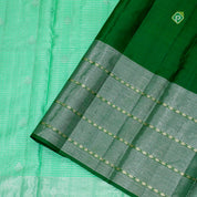 Pista Green Silver Zari Weaved Four Line Rudraksham Border Traditional Silk Saree