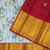 Multi Colour Gold Zari Peacock Butta Motifs With Bavanji Border Digital Printed Silk Saree