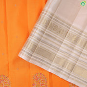 Honey orange thilagam butta meena work padded cream white border retro traditional silk saree