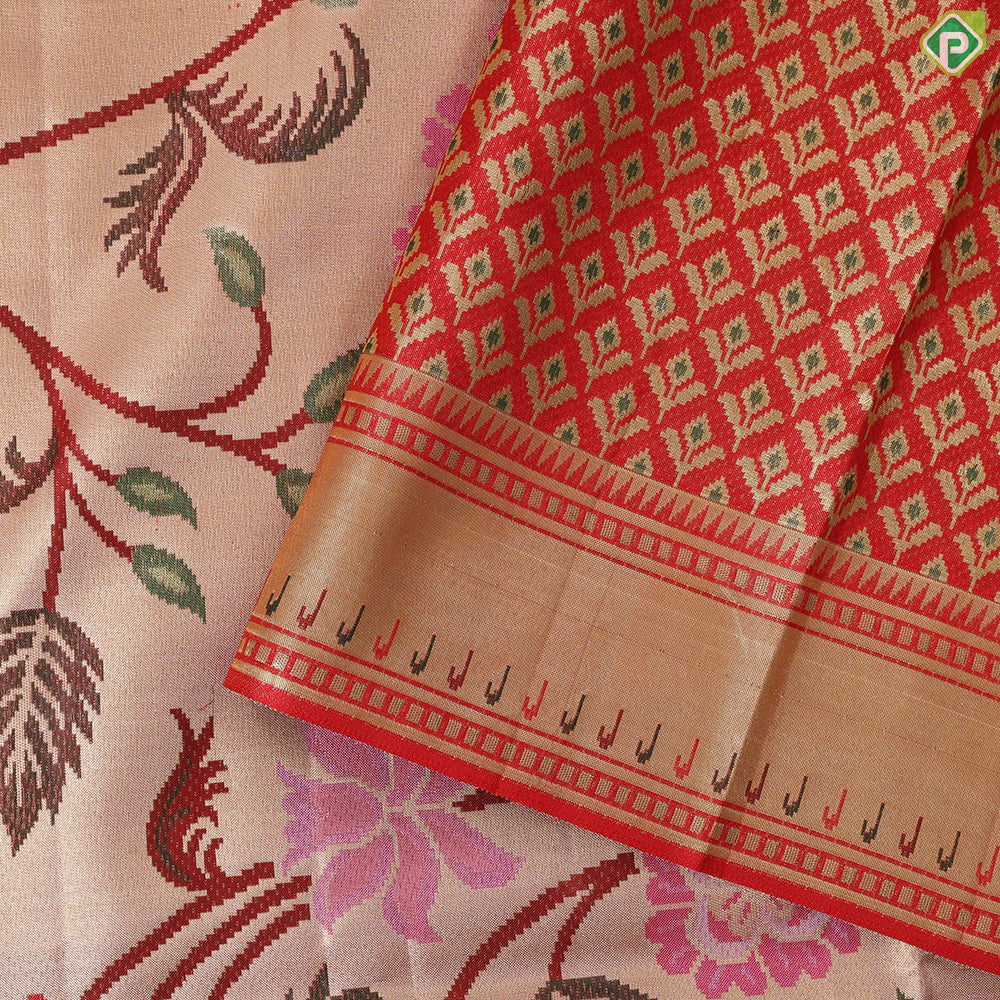 mustard gold big floral weaved design self pythonic border grand tissue silk saree