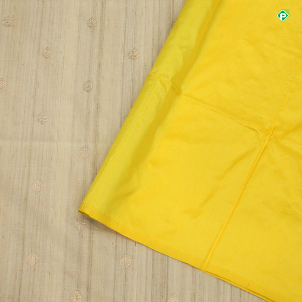 Beige With Corn Yellow Colour Small Flower Motifs Butta Banarasi Silks Saree