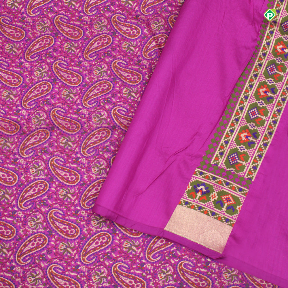 Magenta Pink Colour All Over Jamdhani Work Motifs Banarasi Silks Saree
