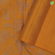 Dark orange neem zari multi shapes design self color multi design lines border self weaved silk saree