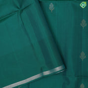 tomato red silver gold zari fancy flower buds butta self gold zari fancy shape border soft silk saree