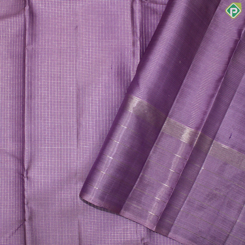 Light Purple Silver Zari With Self Color Border Traditional Silk Saree