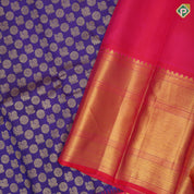 Purple blue gold zari Annam Chakkaram motifs full body rani gold zari High border bridal silk saree
