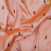 peach multi color silk thread fancy butta rose pink gold zari one side border silk saree
