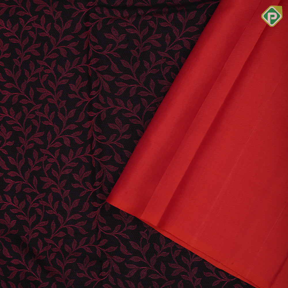 Black colour Dark Pink Thread Floral Design Self Colour Peacock Border Design Luxury Black Silk Saree