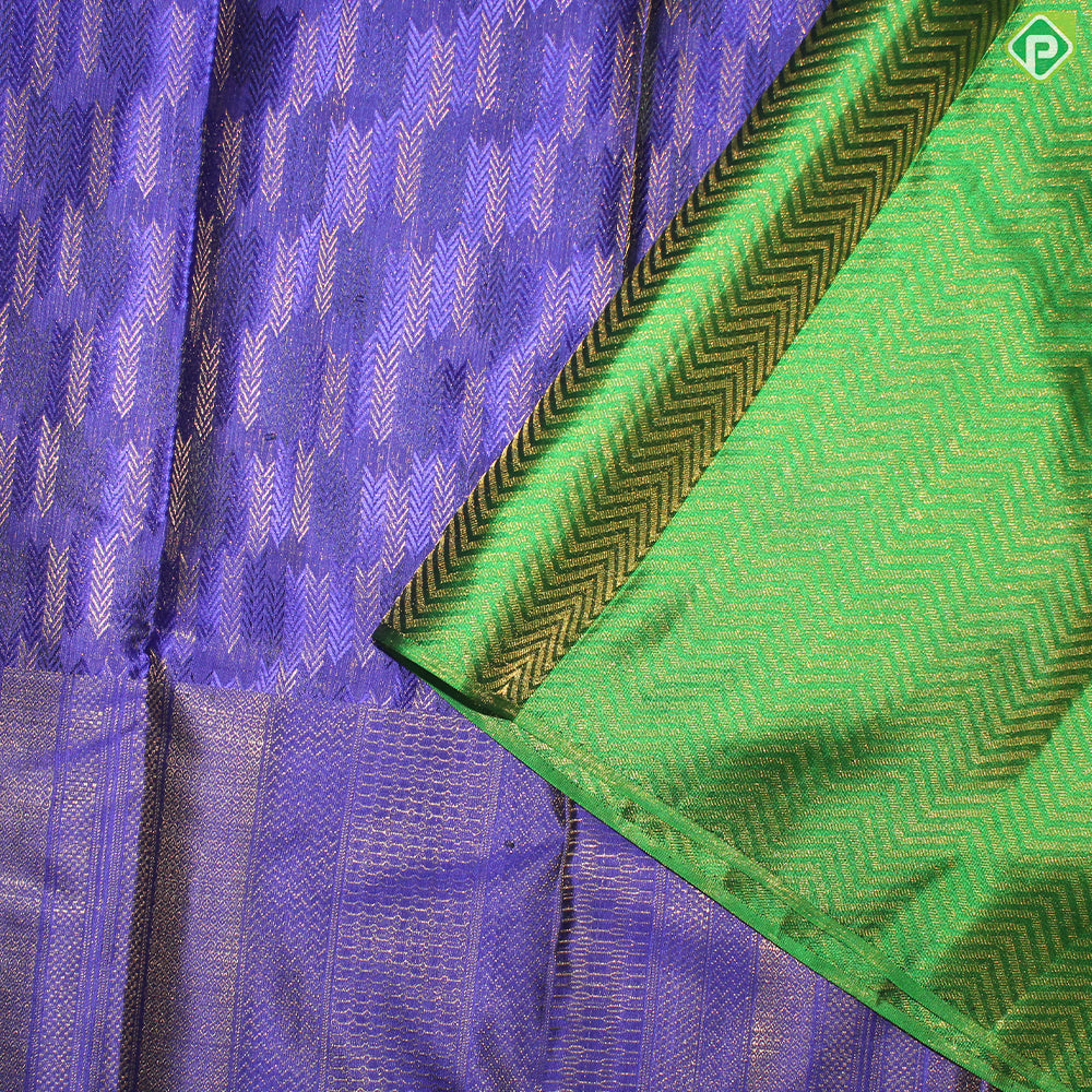 Violet color gold Zari Gross Lines Design Self Color Border Trendy Silks Saree