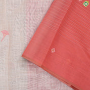 wood beige cream checked flower design contrast pink cream modern art border fancy cotton saree