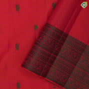 Rani pink thread peacock chakaram design  self colour arrow floral border design  traditional silk saree