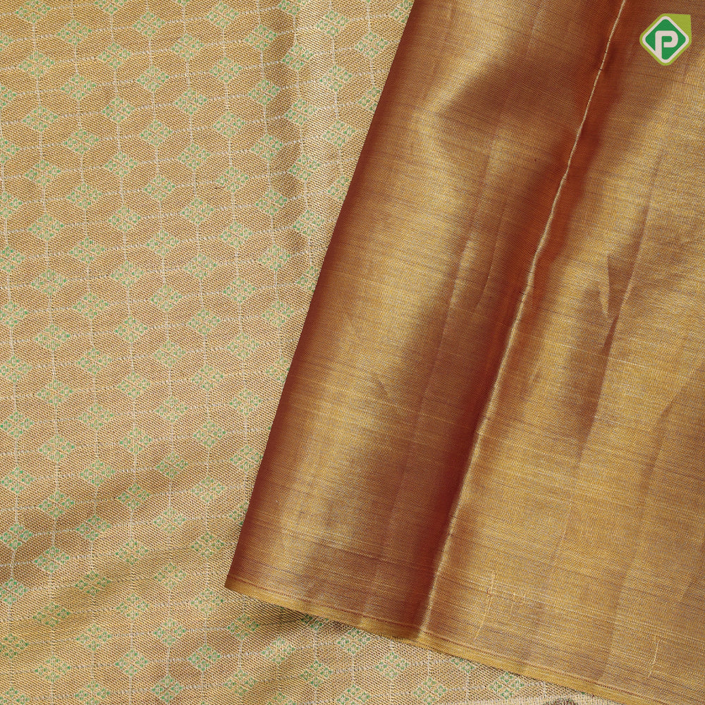 Mint Green gold zari checks thread work design self tropical design border trendy tissue silk saree