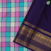 Multi color Paalum Pazhamum zari kattam Design royal blue gold zari multi design lines border traditional silk saree