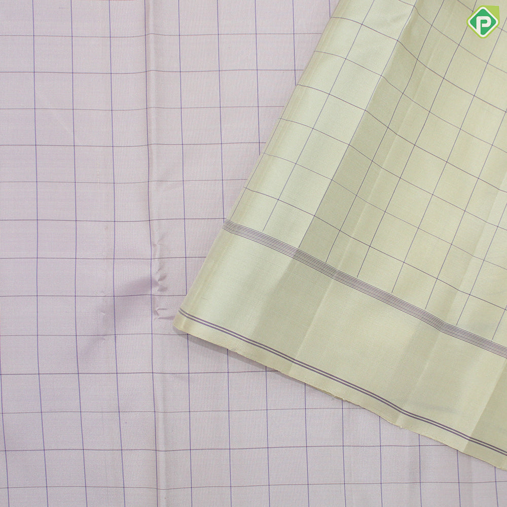 Light Lavender With Cream White Thread Work Traditional Silk Silk
