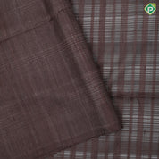Chocolate brown self lines design borderless multi color pallu concept soft silk saree