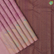 Onion pink purple flower creeper weaved design self onion pink multi colour fancy butta border trendy designer silk saree