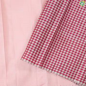 Peach Plain full body weaved design contrast pink with which checked border Traditional silk saree