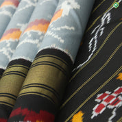 Pewter Gray With Black Colour Ikkat With Patola Silks Saree