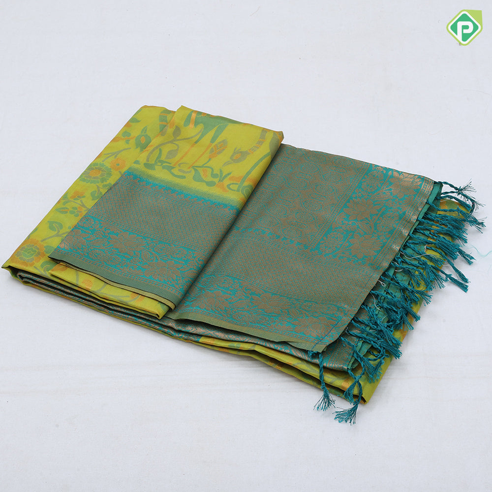 Fancy pythonic design solid color gold zari border fancy soft materiel saree