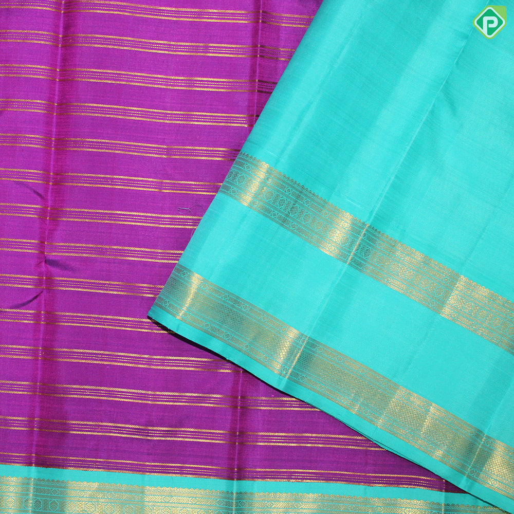 Magenta Color Gold Zari Lines With Rexsona Green Color Border Traditional Silk Saree