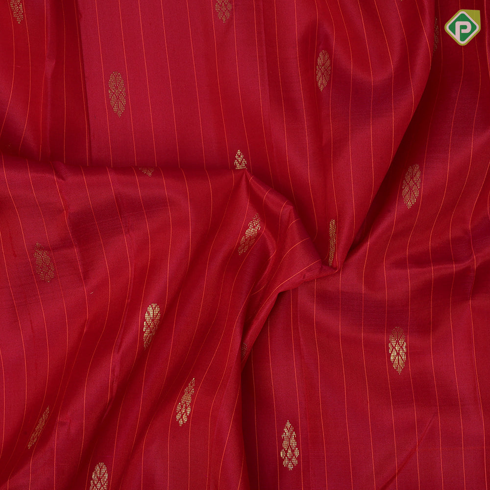 Pink gold zari fancy butta contrast mustard yellow gold zari edge one side border silk saree