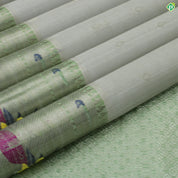 Silver Grey With Sage Green Colour Paithani Work Motifs Tissue Kuppadam Silk Cotton Saree