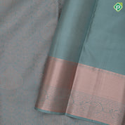 Cruse Gold Zari Brocade Floral Design Self Colour Manga Ruthracham Maiyilkan Border Design Wedding Silk Saree