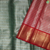 Bottle Green Silver And Gold Zari With Red Color Border Traditional Silk Saree
