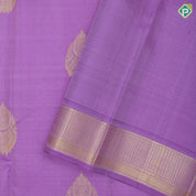Lavender gold zari thilagam butta design self gold zari zig zag edge border traditional silk saree